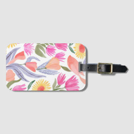 Etiqueta De Bagagem Aquarelas Coloridas de Flores Silvestres | Pintado