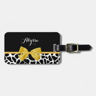 Etiqueta De Bagagem Arco Amarelo Impressão Trendy Giraffe Ouro com No