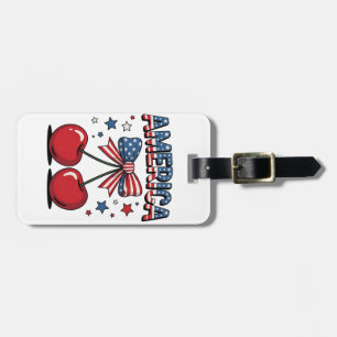 Etiqueta De Bagagem Arco americano de Cherry Aestic EUA Flag