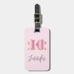 Etiqueta De Bagagem Arco de vidro rosa com um gemstone central