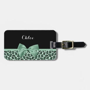 Etiqueta De Bagagem Arco e nome da Impressão Girly Jade verde-branca