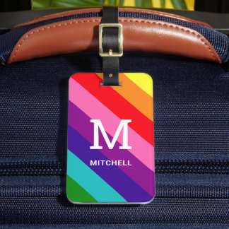Etiqueta De Bagagem Arco-Íris 8 Stripe Orgulho gay Monograma Personali