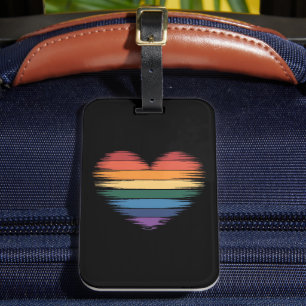 Etiqueta De Bagagem Arco-íris do Orgulho Estampa de Coração LGBT Orgul