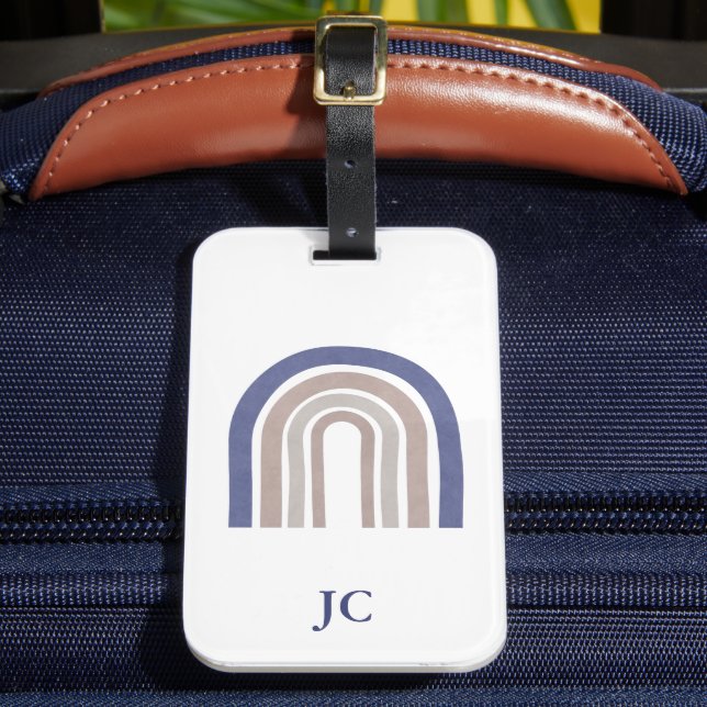 Etiqueta De Bagagem Arcos de meio século - Azul e bege (Frente Insitu 2)