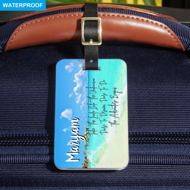 Etiqueta De Bagagem Areia Tropical: Aventura Oceânica | Nome Personali (Personalized Name Tag
)