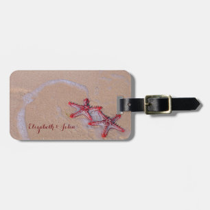 Etiqueta De Bagagem Areia Tropical, Estrela-do-Mar Vermelha