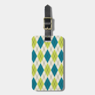 Etiqueta De Bagagem Argyle Azul E Verde