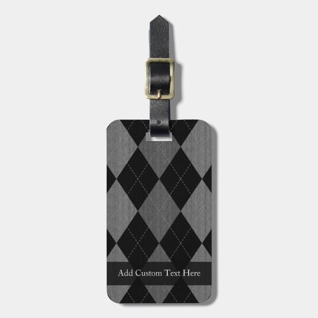 Etiqueta De Bagagem Argyle para Cinzas de carvão preto (Frente Vertical)