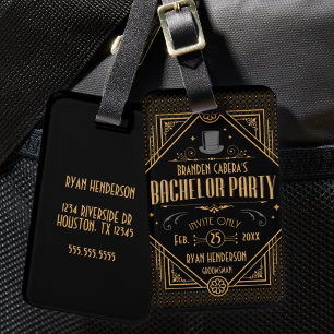 Etiqueta De Bagagem Art Deco Bachelor Party SpeakEasy Favor