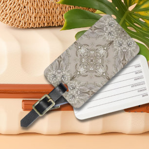 Etiqueta De Bagagem Art Deco Glamorous Vintage Fashion Cinza Beige