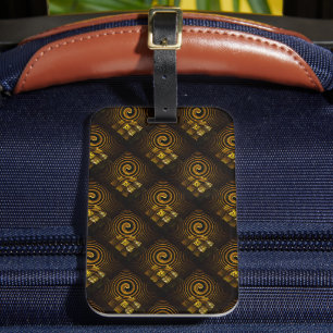 Etiqueta De Bagagem Arte abstrato elegante moderno boho dourado padrão