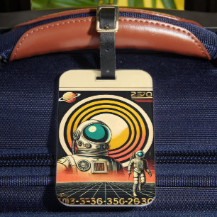 Etiqueta De Bagagem Arte Astronauta da Idade do Espaço do meio século