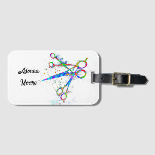 Etiqueta De Bagagem arte colorida de tesoura em branco para personaliz