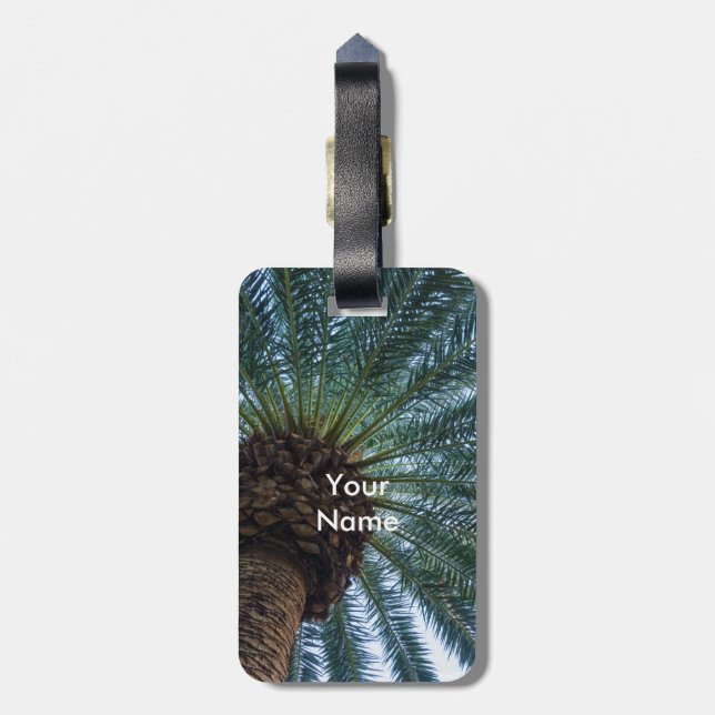 Etiqueta De Bagagem Arte Da Árvore Palm (Traseira Vertical)