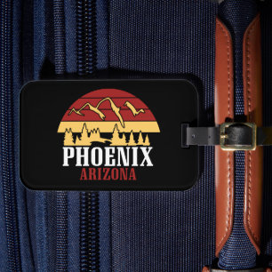 Etiqueta De Bagagem Arte da Silhueta de Phoenix Arizona Impressão Pôr