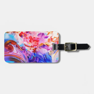 Etiqueta De Bagagem Arte de Brushstrokes Colorida Abstrato de Aquarela