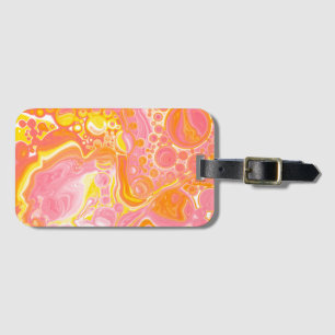 Etiqueta De Bagagem Arte de Fluidos Rosa e Laranja