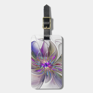 Etiqueta De Bagagem Arte de fractal abstrato colorido e energético Flo