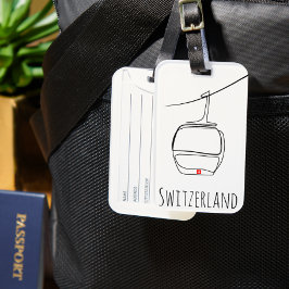 Etiqueta De Bagagem Arte de Linha de Carro Suíço | Elegância alpina