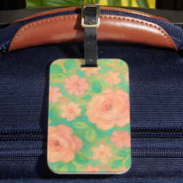 Etiqueta De Bagagem Arte de Padrão Floral de Rosa Pintada