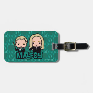 Etiqueta De Bagagem Arte de Personagem Cartoon Draco e Lucius Malfoy