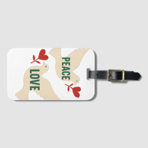 Etiqueta De Bagagem Arte de Pombo Vintage Paz & Amor com Motivo de Cor