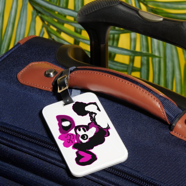 Etiqueta De Bagagem Arte de poodle roxo (Frente Insitu 1)