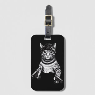 Etiqueta De Bagagem Arte de Tatuagem de Gato Gangster Kitty Legal de
