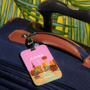 Etiqueta De Bagagem Arte de Viagem China Xangai