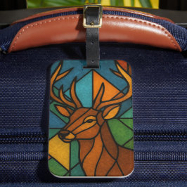 Etiqueta De Bagagem Arte em Vidro Manchado Estilo Tiffany de Cervo Ant