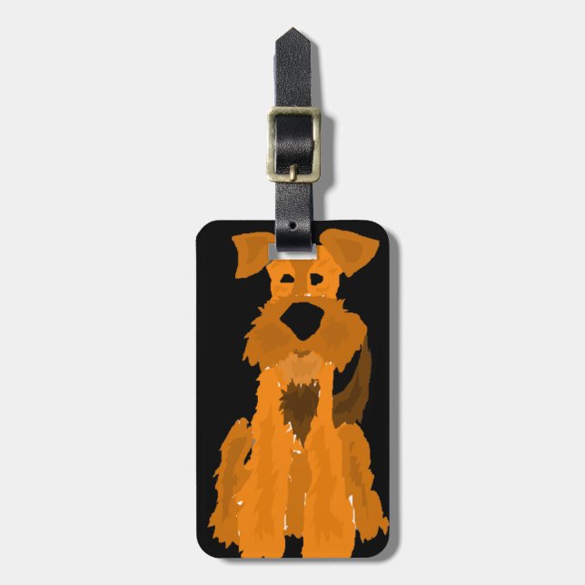 Etiqueta De Bagagem Arte engraçada do cão de Airedale Terrier (Frente Vertical)