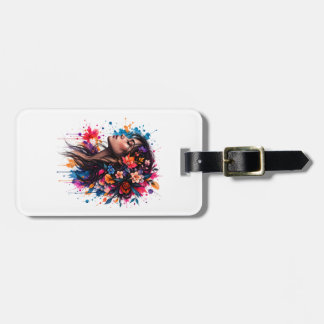 Etiqueta De Bagagem Arte Feminina Floral Colorida em Aquarela