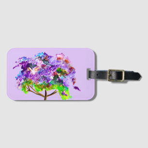 Etiqueta De Bagagem Arte fina de cor aquática de jacaranda roxa
