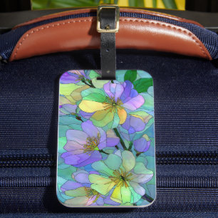 Etiqueta De Bagagem Arte Floral em Vidro Pintado Acessório pastel