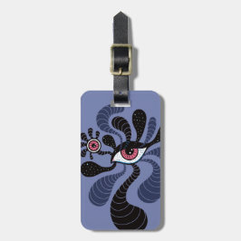 Etiqueta De Bagagem Arte Hipnótica Psicodélica Olho Rosa Duplo Assusta