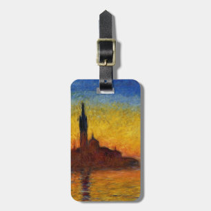 Etiqueta De Bagagem Arte Impressionista Colorida do Pôr do Sol de Mone