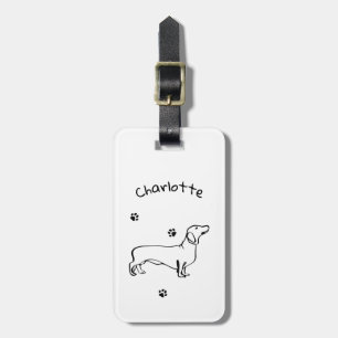 Etiqueta De Bagagem Arte Minimalista Dachshund - Seu Texto, Seu Estilo