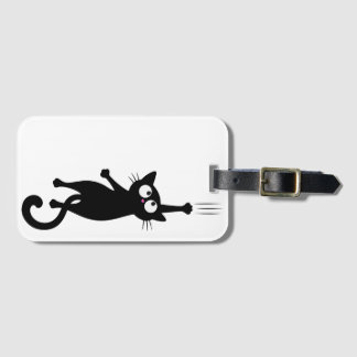 Etiqueta De Bagagem Arte Minimalista de Gato Preto para Impressão, Mod