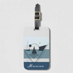 Etiqueta De Bagagem Arte Moderna Geométrica Sailboat Personalizada