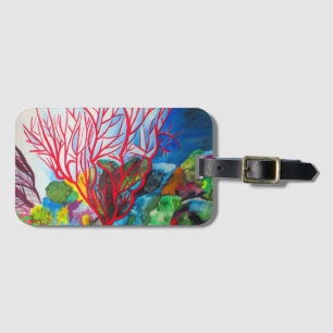 Etiqueta De Bagagem Arte oceânica Red Coral Reef