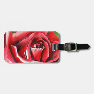 Etiqueta De Bagagem Arte original de aquarela da Rosa vermelha Crimson