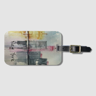 Etiqueta De Bagagem Arte original de Nova Iorque NYC Skyline Cityscape