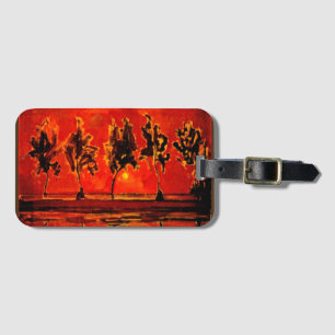 Etiqueta De Bagagem Arte Piet Mondrian, Árvores pelo Geine em Moonrise