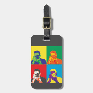 Etiqueta De Bagagem Arte Pop Cores Brilhantes Fotógrafo Câmera
