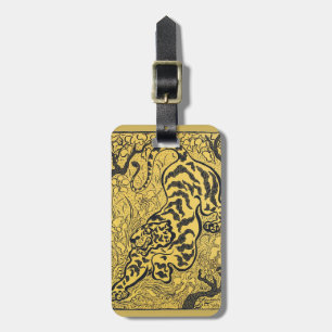 Etiqueta De Bagagem Arte Vintage Art Nouveau Amarelo Tigre Impressão d