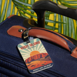 Etiqueta De Bagagem Arte Vintage Uluru Outback Austrália