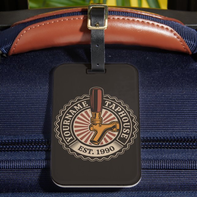 Etiqueta De Bagagem Artesanato DE NOME Personalizado Bar de cervejaria (Frente Insitu 2)