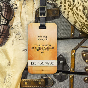 Etiqueta de Bagagem Artística Retrópica Dourada La