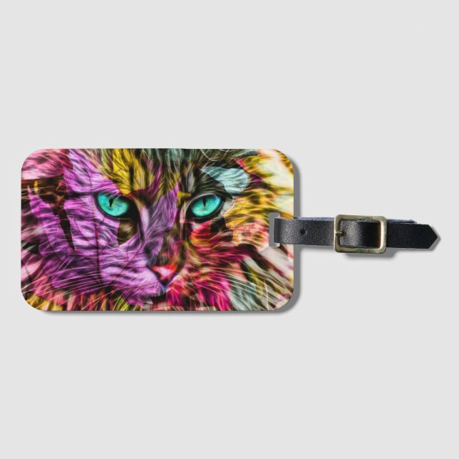 Etiqueta De Bagagem Artsy Kitty Cat (Frente Horizontal)