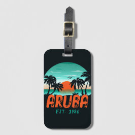Etiqueta De Bagagem Aruba Caribe Sea Vintage Retro Sunset Souvenirs